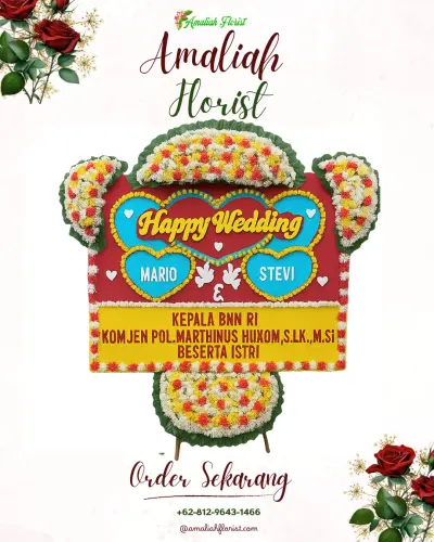 Karangan Papan Bunga Pernikahan di Masrum